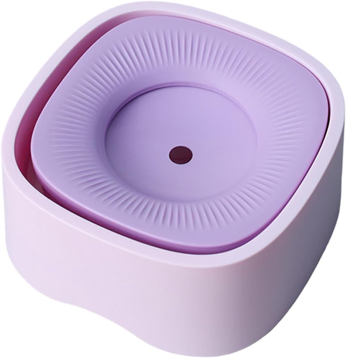 Dog and Cat Water Bowl, Slow-Feed Design with Raised Center and Base Pad