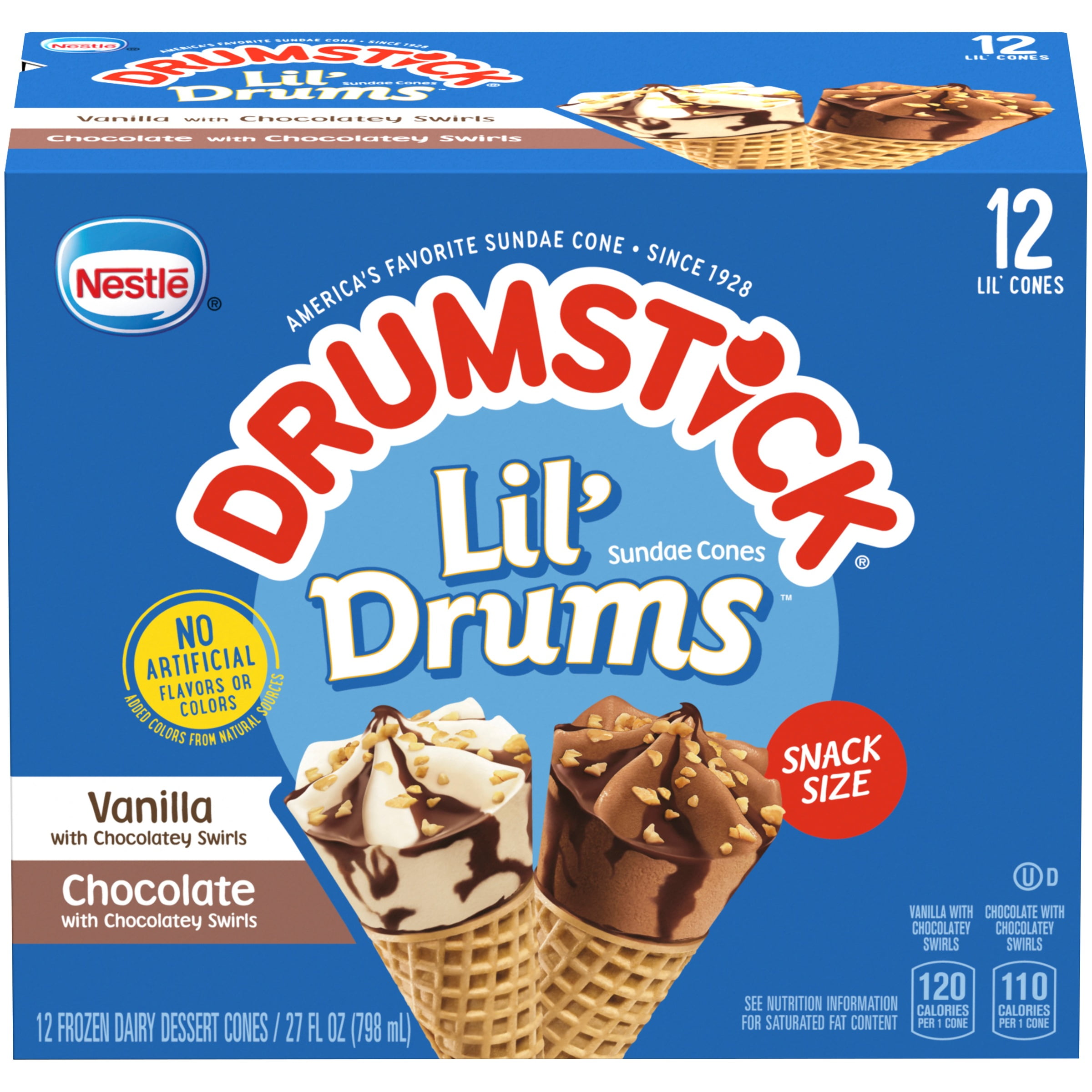 DRUMSTICK LIL' DRUMS Vanilla & Chocolate Sundae Cones Variety Pack 12
