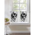 thumbnail image 3 of Half Window Curtain 36 Inches Long, Horror Skull Window Treatment Curtain Drapes, Black Skeleton Spooky Halloween Small Tier Curtains for Bathroom Over Sink, 27.5"x36", 2 Panels, 3 of 7