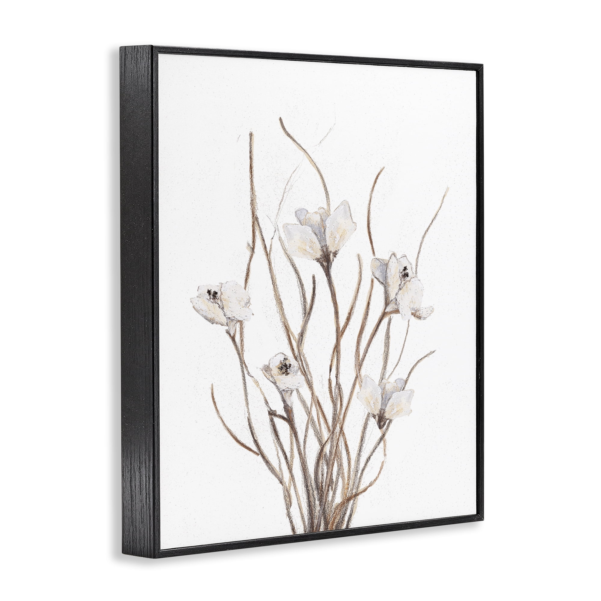 Stupell Industries Curly Floral Branches Black Framed Giclee Art, design by Lanie Loreth