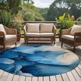 thumbnail image 5 of Abstract Blue Round Area&nbsp;Rug 8ft Marble Gold Cracks Texture Rock Modern Art Non-Slip&nbsp;Washable Circle Rugs Soft Felt Indoor Floor Mat for Bedroom Kitchen Living Room Bathroom, 5 of 9