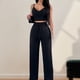 thumbnail image 1 of Completo Pantalone Lungo Conjunto de pantalones de 2 piezas para mujer, informal, de color sólido, de cintura alta, holgado, para vacaciones Kuymtek Xl Negro para Mujer, 1 of 6