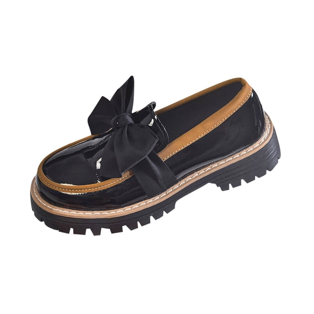 Mujeres Zapatos Casuales Arco Cuero Patente Grueso Suelto Mochilas, las Mujeres Más Tamaño Primavera Verano de Moda Cómodo Multi Color