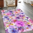 thumbnail image 3 of Farmhouse Flowers Area Rug 4'x6', Spring Watercolor Purple Pink Floral Washable Non-Slip Rugs, Low Pile Large Carpet for Living Room Bedroom Dining Room Kitchen Office Indoor Mat, 3 of 9