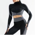 thumbnail image 2 of Traje deportivo de cintura alta para mujer, traje deportivo de burbujas para levantamiento de cadera, alta elasticidad, para correr, traje de Yoga sin costuras con cremallera, 2 of 5