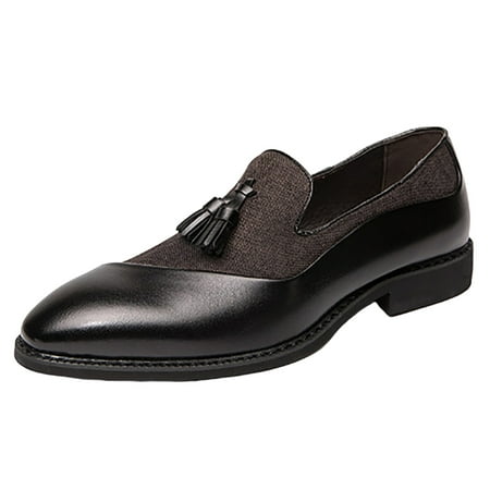 XDDST Shoes for Mens Business Attire Casual Shoes British Pointed Solid Color Leather Shoes