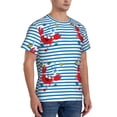 thumbnail image 2 of Bixox Men's Red Funny Crab on Blue Stripe Printed Short Sleeve Skinny Athletic T-Shirt, 2 of 6