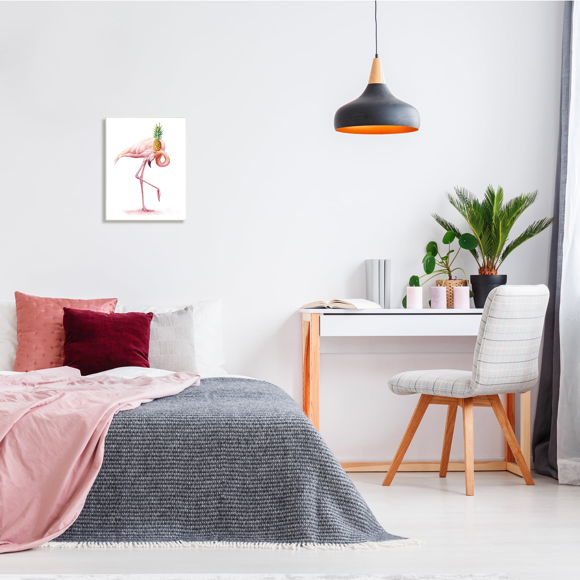Stupell Industries Tropical Pineapple Pink Flamingo Bird Funny Fruit Animal, 13 x 19, Design by Ziwei Li