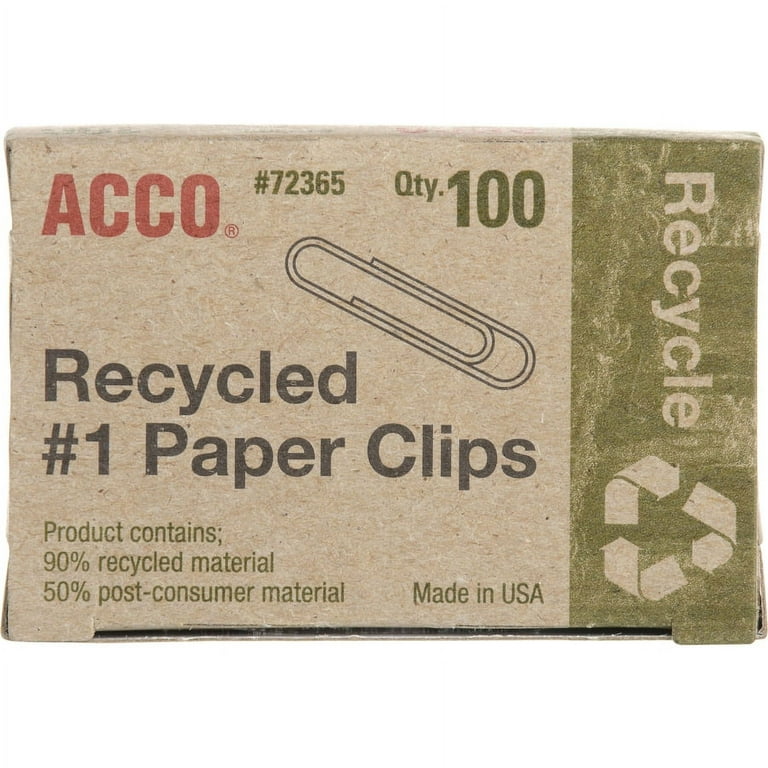 ACCO Recycled Paper Clips - No. 1 - 1.3 ACCO Recycled Paper Clips - No. 1 - 1.3