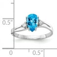 thumbnail image 2 of Primal Gold 14 Karat White Gold 7x5mm Pear Blue Topaz Checkerboard and Diamond ring, 2 of 4