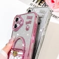 thumbnail image 5 of OOK For iPhone 16 Case Bling Glitter with Screen Protector, Luxury 3D Diamond Handbag Pattern Cosmetic Mirror Camera Protection Phone Case with Hidden Kickstand for Girls Women, Pink, 5 of 6