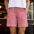 thumbnail image 4 of Women's Linen Casual Shorts with Elastic High Waist, Loose Drawstring Summer Beach Bottoms with Pockets, Solid Color Breathable Lounge Pants for Vacation and Travel, 4 of 7