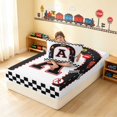thumbnail image 4 of Erosebridal Alphabet Letter Twin Fitted Sheet, Race Car Bedding, Black A 2pcs 1 Fitted Sheet and 1 Pillowcase, 4 of 6
