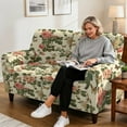 thumbnail image 4 of Yuyamidu Pink Rose Loveseat Recliner Covers 2 Seater Stretch Reclining Couch Covers with Pockets Washable Recliner Loveseat Slipcover for Living Room, 4 of 8