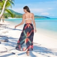 thumbnail image 7 of FORMRS Womens Long Sarong Beach Wrap Semi-Sheer Bikini Skirt Bathing Swimsuit Cover Up, Red Abstract, 7 of 7