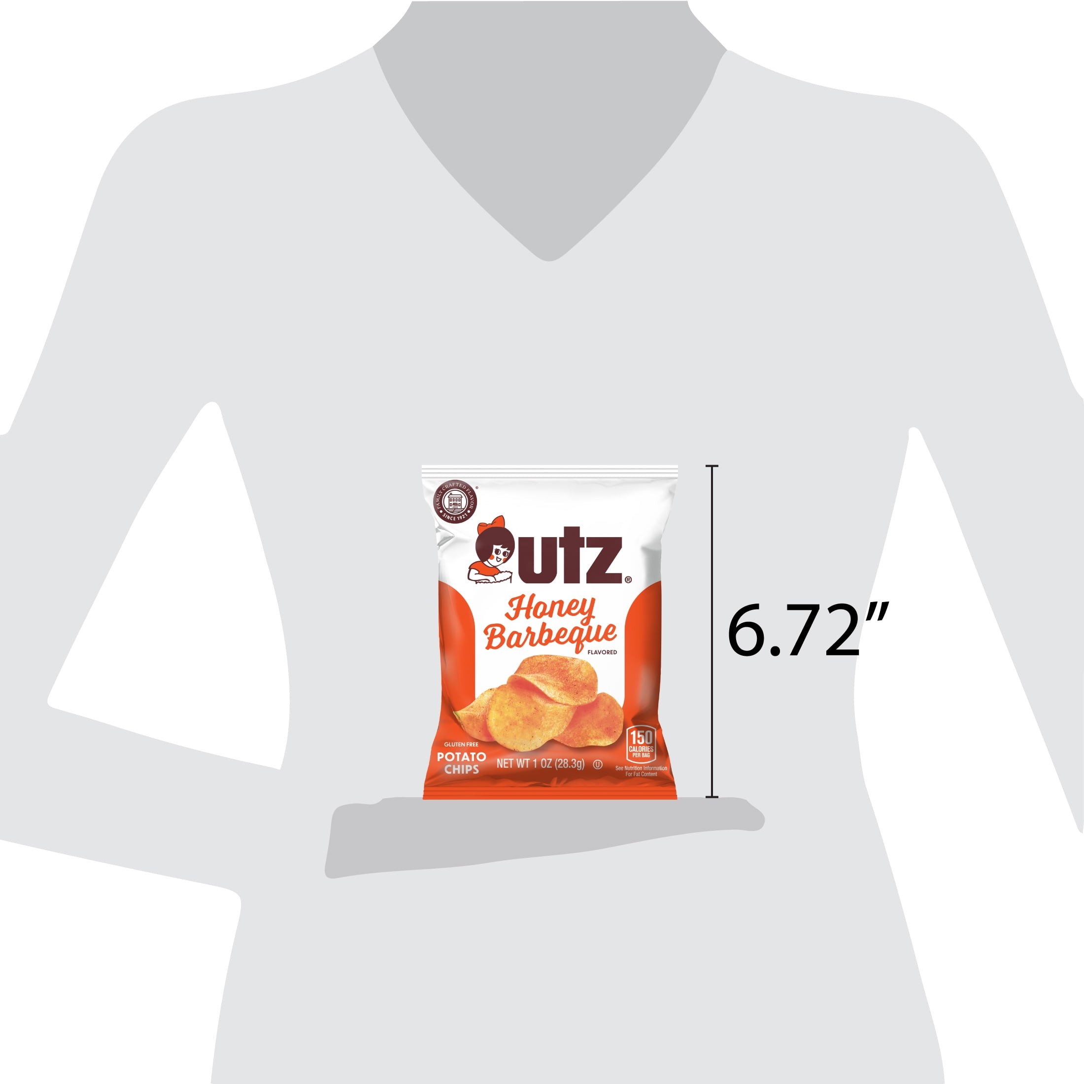 (6 pack) Utz Honey Barbeque Potato Chips, Gluten-Free, 1 oz Bag