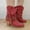 Red, variant on Vintage Boots For Women Casual Suede Lace Up Round Toe Chunky Block Low Heels Ankle Booties Western Cowgirl Cowboy Boots With Side Zip Winter Fall Dress Short Boots For Work Riding Travel