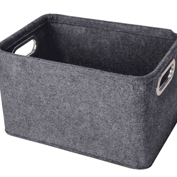 Collapsible Storage Bins Foldable Felt Fabric Storage Basket Organizer Boxes Containers with Handles Metal Handles for Nursery Toys,Kids Room,Clothes,Towels,Magazine