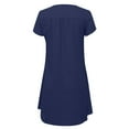 thumbnail image 4 of Feancey Linen Mini Dresses for Women 2025 Summer Short Sleeve V Neck T Shirt Dress Loose Fit Casual Floral Print Beach Dresses Navy XXL, 4 of 6