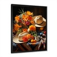 thumbnail image 2 of Designart "Floral Shades of Mexican Sombrero II" People Framed Wall Art - Global Orange Mexican Art Hallway Framed Wall Art Decor, 2 of 6