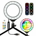 thumbnail image 2 of Vivitar RGB Full Color 8" LED Ring Light Kit Vlog Stream Make Up Essentials   nbnbnbj, 2 of 6