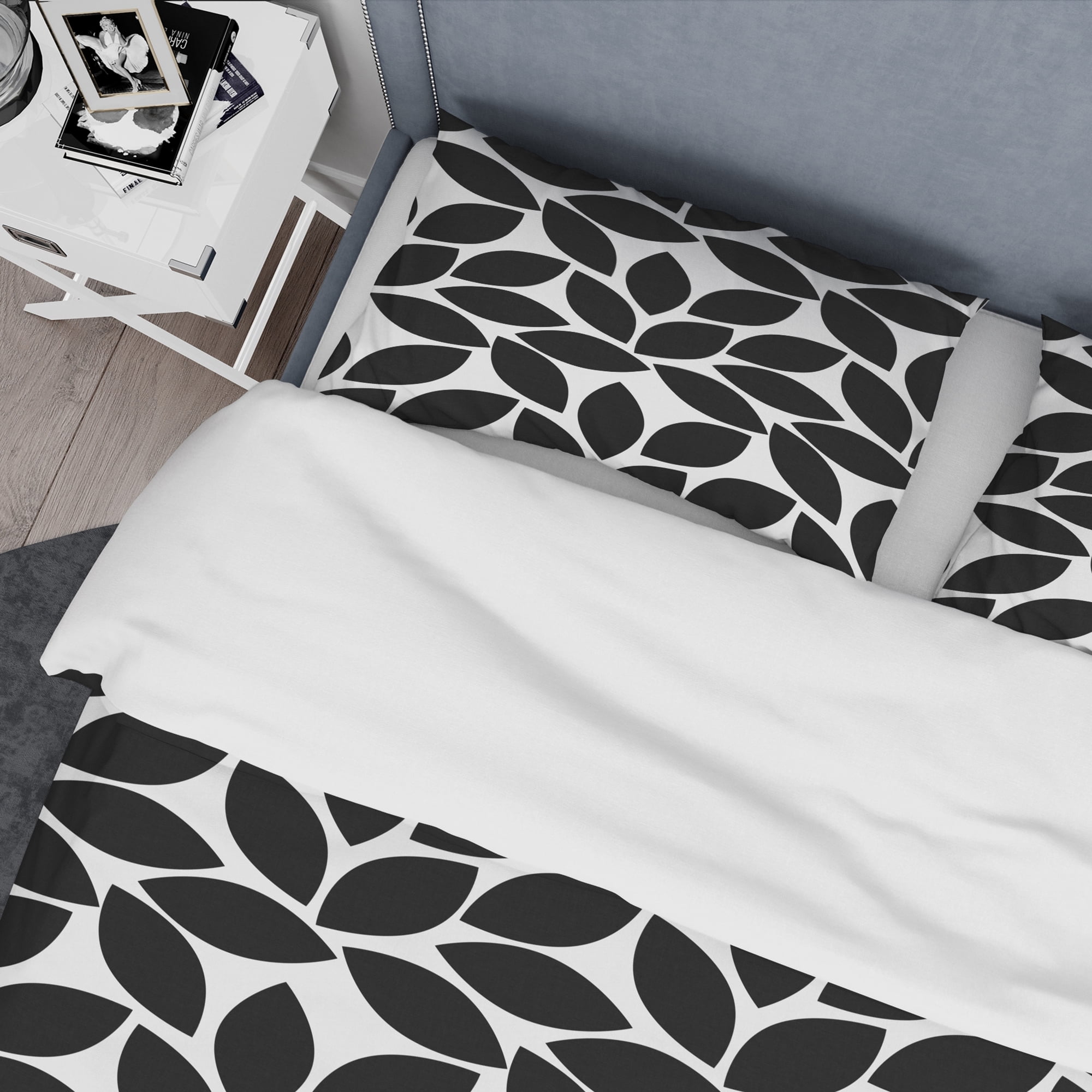 Designart 'Monochrome Geometric Pattern XII' Mid-Century Modern Duvet Cover Set