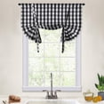 thumbnail image 6 of Tie Up Checkered Curtain, Buffalo Plaid Rod Pocket Adjustable Tie Up Shades Curtain, 6 of 6