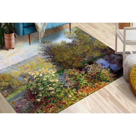 Claude Monet Rugs, Abstract Tree Rugs, Corner Of The Garden At Montgeron, Nature Landscape, Famous Rug,Living Room Rug,Popular Rug,Entry Rug, 1.7'x2.3' - 50x70 cm