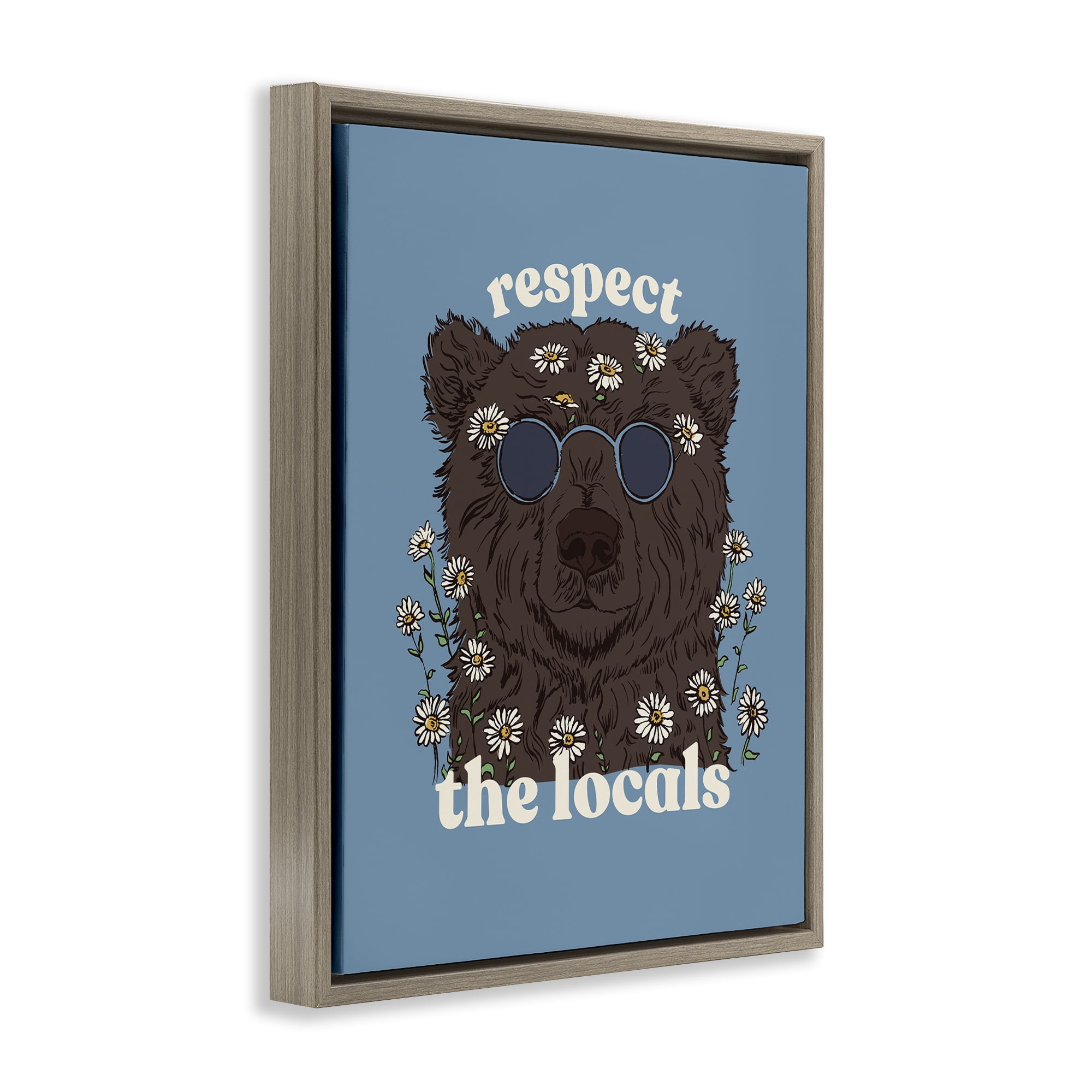 Stupell Industries Respect The Locals Bear Brown Framed Floater Canvas Wall Art, design by Two If By Sea Studios
