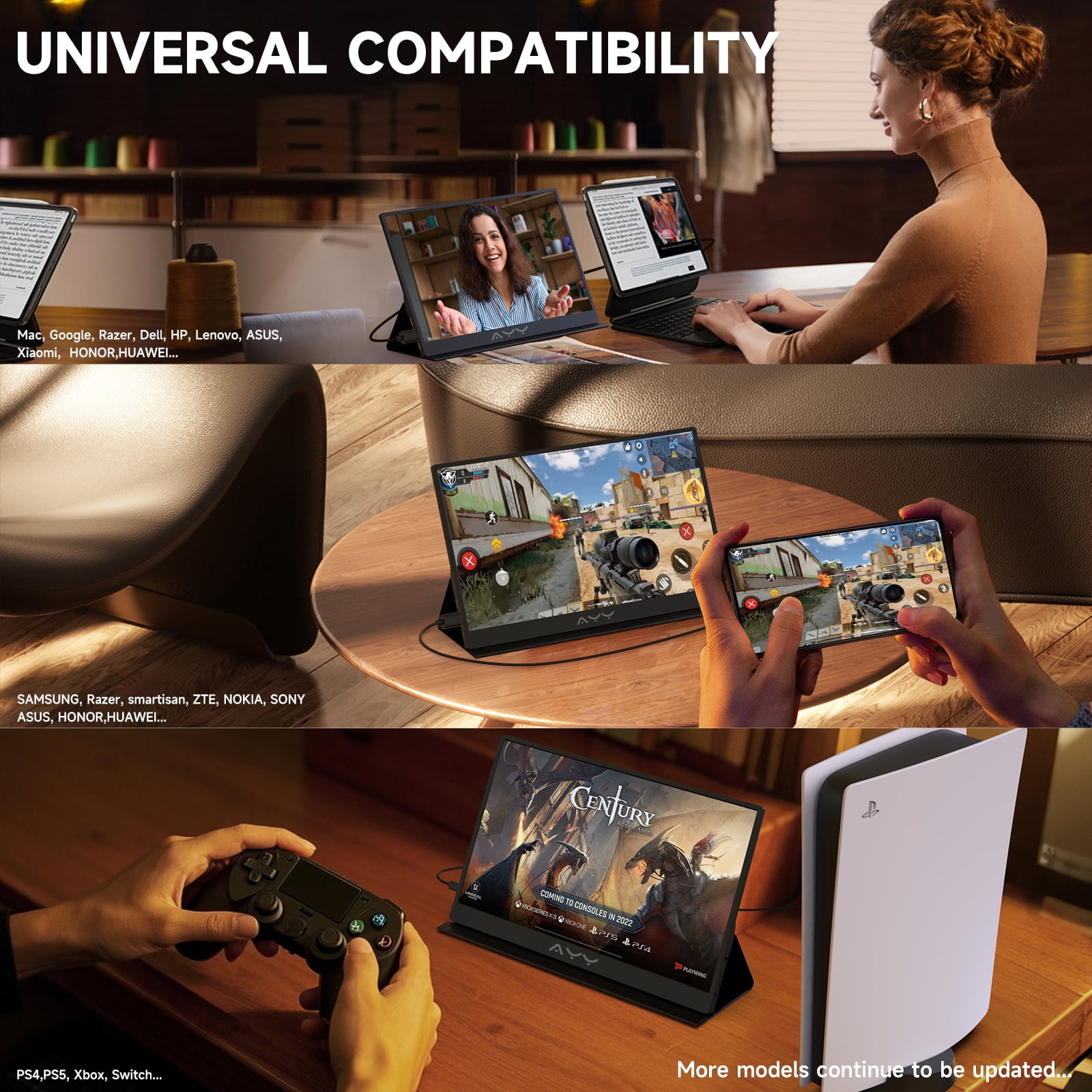 XGEZEVE Portable Monitor for Laptop 15.6 Inch,FHD 1080P USB C Travel Monitor ExtenderIPS HDMI for Computer, Second Display Screen Extender with Kickstand for PC Phone Switch PS4/5