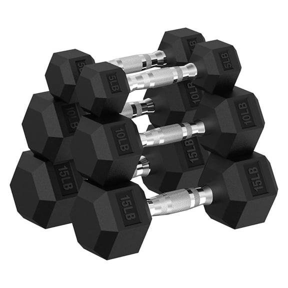Hex Dumbbell Set, 30-480 lb Set Rubber Encased Exercise & Fitness Dumbbells, Weights Dumbbells Set, Hand Weight for Strength Training
