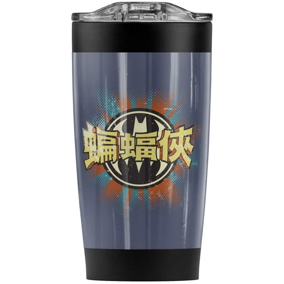 Batman Chinese Burst Logo Stainless Steel Tumbler 20 oz Coffee Travel Mug/Cup, Vacuum Insulated & Double Wall with Leakproof Sliding Lid | Great for Hot Drinks and Cold Beverages