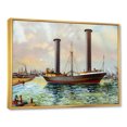 thumbnail image 3 of Designart 'The Ancient Boat Leaving The Harbor' Nautical & Coastal Framed Canvas Wall Art Print, 3 of 5