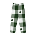 thumbnail image 4 of Goofa Green White Lumberjack Plaid Printed Soft Pajama Pants for Men, Wide Leg Comfy Casual Lounge Yoga Pants-Medium, 4 of 9