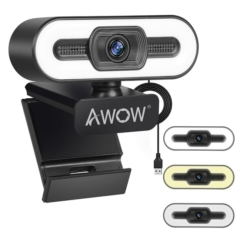 AWOW 1080P Web Camera PC Computer HD Webcam Pro Streaming Webcam with Microphone 110 degree FOV USB Plug and Play for Zoom Skype Teams Conferencing
