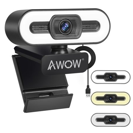 AWOW 1080P Web Camera PC Computer HD Webcam Pro Streaming Webcam with Microphone 110-degree FOV USB Plug and Play for Zoom/Skype/Teams Conferencing Video Calling and Gaming