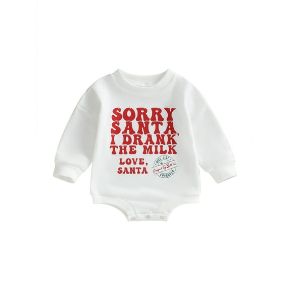 Bagilaanoe Baby Girl Boy Christmas Romper Sweatshirt Newborn Long Sleeve Bodysuits Letter Print Pullover 3M 6M 12M 18M Infant Casual Tee Tops