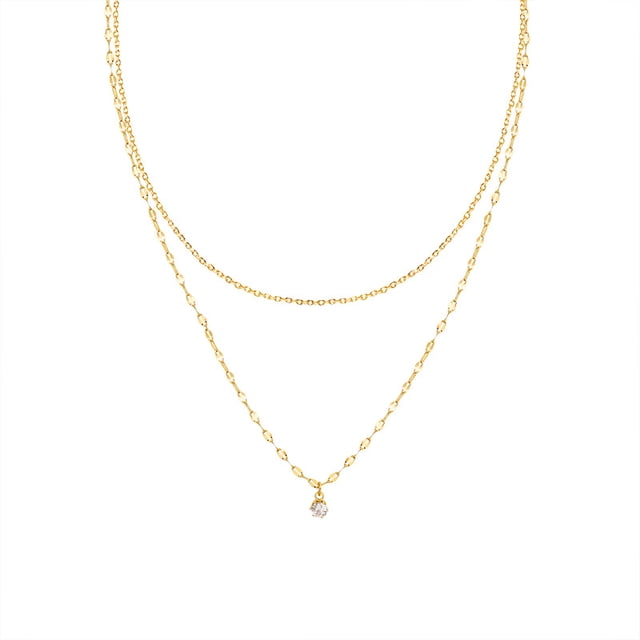 Collares de diamantes para mujer, collar de oro delicado chapado en oro de 14 quilates, collar de lariat largo y simple, collares de gargantilla de diamantes CZ dorados para mujer, collar de oro de m JAMW Sencillez