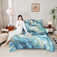 thumbnail image 4 of Castle Fairy Marble Watercolor 2Pcs Bedding Comforter Set for Teens Women Men,Abstract Marbling Twin Comforter Sets,Stone Pattern Breathable Bedding Set,Lightweight Room Decor, 4 of 8