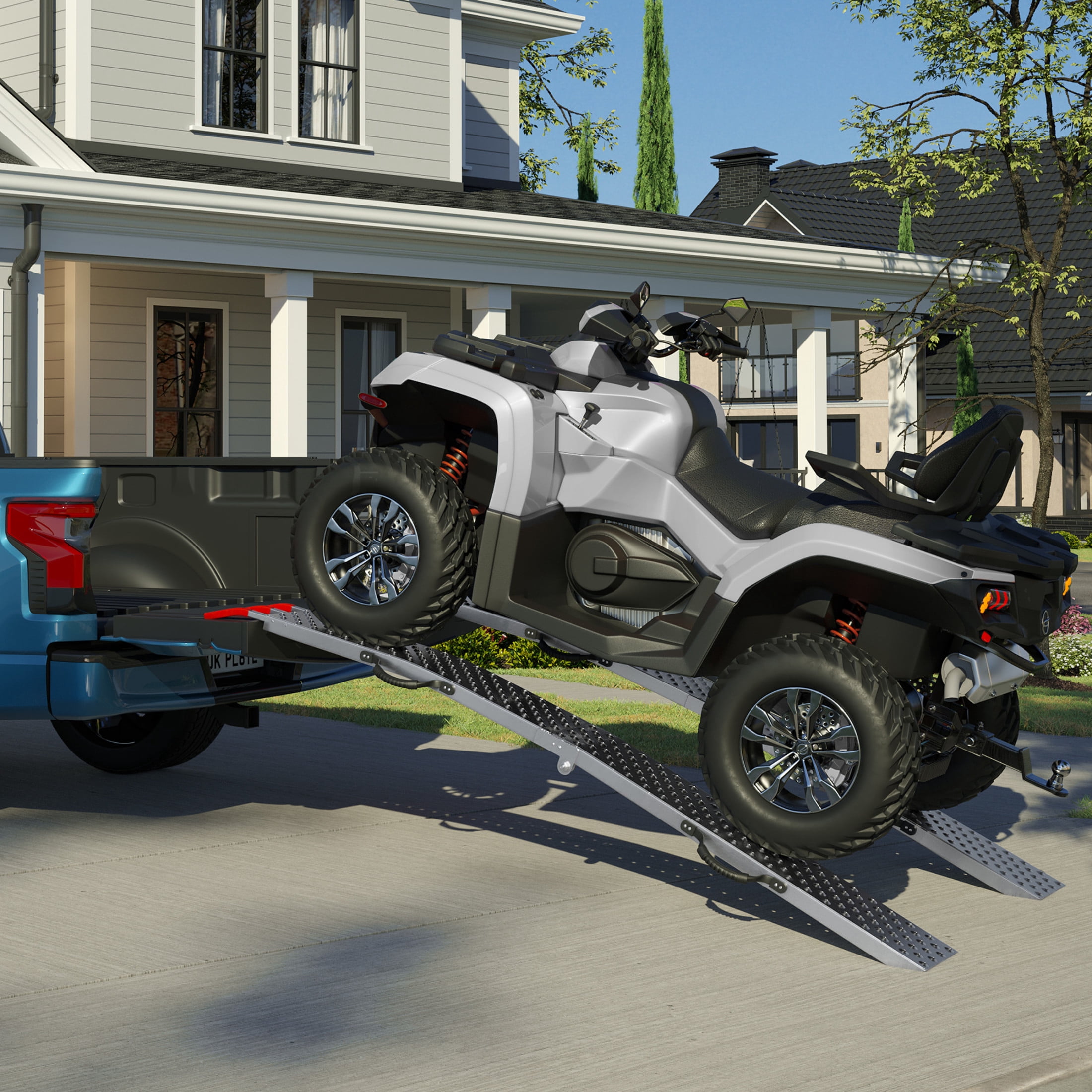 Stalwart Set of Two 77-Inch Foldable Loading Ramps with 2200lb Capacity for All-Terrain Vehicles