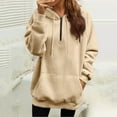 thumbnail image 2 of NMMUED Quarter Zip Pullover Women, Workout Hoodie, Womens Hoodies Pullover, Pullover Hoodies, Travel Jacket, Beige L, 2 of 9