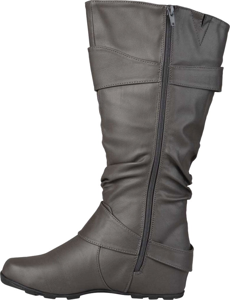 Women's Journee Collection Paris Extra Wide Calf Slouch Boot Grey Faux Leather 10 M