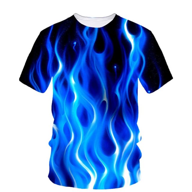 Forever Fire T-Shirt Imprimé 3D Homme Été Col Rond Manches Courtes Haut Surdimensionné Tee Décontracté Ample Mode Urbaine Harajaku