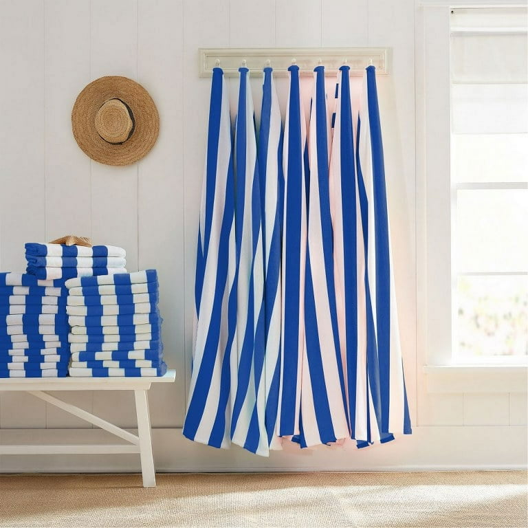 Mainstays Blue White Cabana Stripe Beach Towel 28 x 58 Walmart