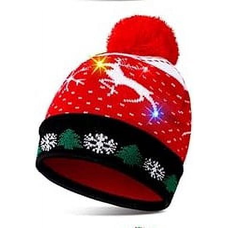 Unisex LED Christmas Sweater Hat Knit Beanie Party Light-up Novelty Amazon.com: 2 Pack LED Christmas Light-up Sweater Hats  main image 3
