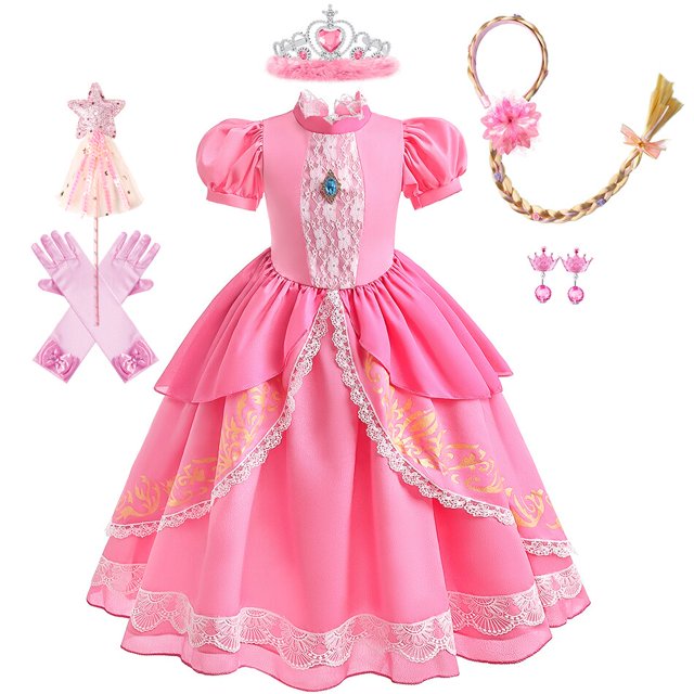 Vestido de princesa de melocotón de lujo para niña, disfraz de fiesta de cumpleaños, fantasía de Anime, juego de rol, vestido de baile, trajes elegantes para niños Fivean unisex