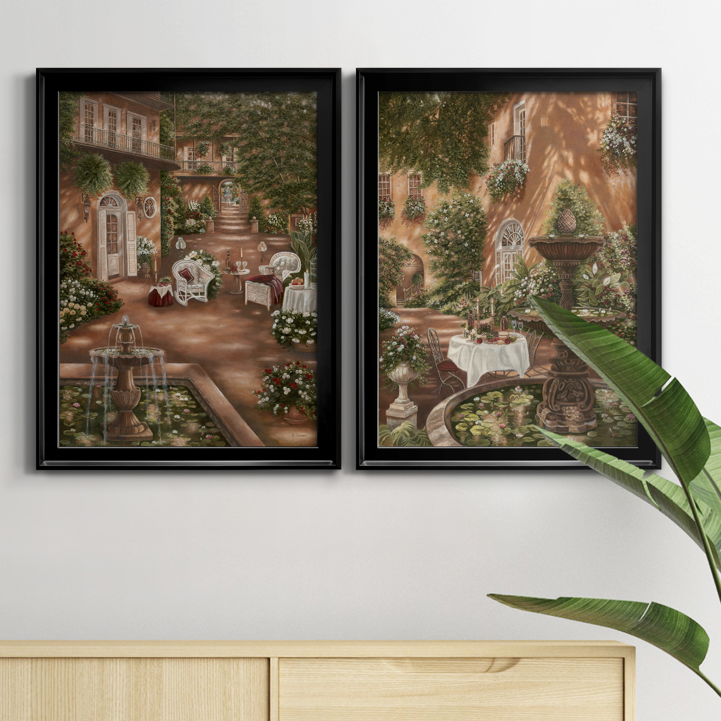 2 Piece Set Evening Cocktails I Premium Framed Canvas - Ready to Hang - 18.5 x 24.5 Each - Black Frame