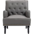 thumbnail image 4 of Mid-Century PU Leather Accent Chair, Living Room Lounge Sofa Chair with Black Painted Rubber Wood Feet, Single Club Armchair with Rivet Trim for Bedroom Home Reception, 4 of 7