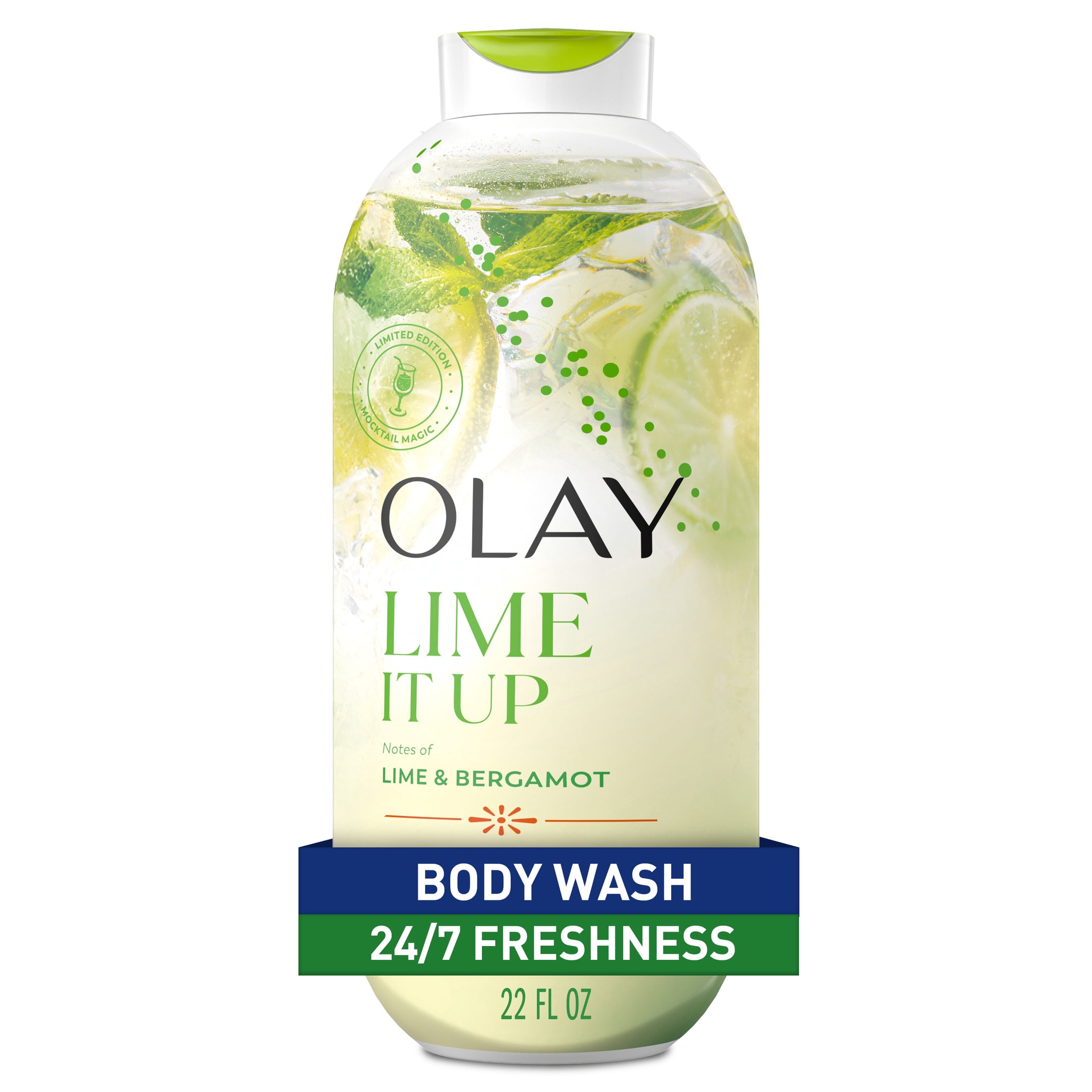 (4 pack) Olay Lime It Up Body Wash with Notes of Lime and Bergamot, Vitamin B3 and Antioxidant Blend, 22oz