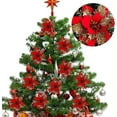 thumbnail image 7 of RECUTMS 10 Pcs Christmas Glitter Poinsettia Faux Flowers Christmas Flowers Decorations Wedding Xmas Tree New Year Ornaments (Red), 7 of 7